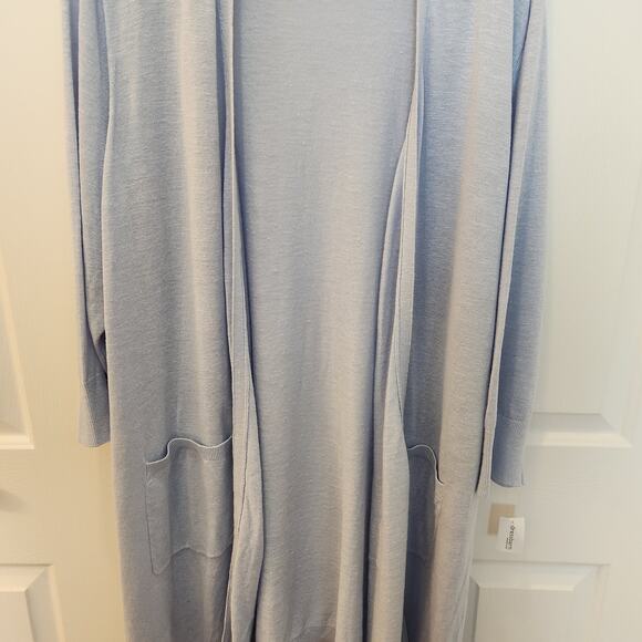 Jones Studio Size 3X 1/4 Sleeve Blue Open Front Cardigan - Picture 3 of 9